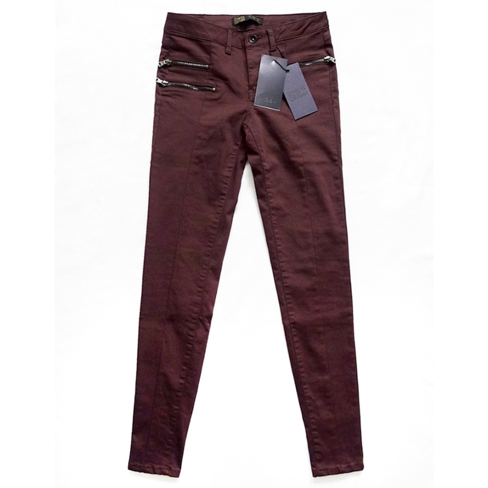 Slim Stretch Ankle Zip Moto Pants + Pockets Size 2